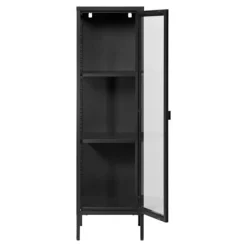 Vitrine 1 dør glaspanel sort stål 40 x 35 x 140 cm Svart