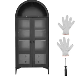 Vitrine - DUOKU - Præsentationsskab - 4 Niveauer - Hærdet Glas - Sort Svart