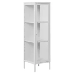 Vitrine 1 glasdør hvid stål 40 x 35 x 140 cm Vit