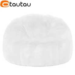 Voksne Børn Fluffy Faux Fur Sækkestol Puf Betræk uden Fyld Sækkestol Puf Salon Ottoman Hjørnesæde Sac DD003 MAIZE D3.3ft-100cm-cover