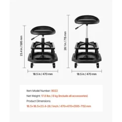 Værkstedspuf - DUOKU - Model 9022 - Højdejusterbar - Kapacitet 136 kg - Drejbar 360°