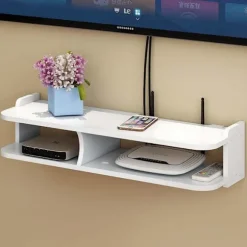 WIFI Router TV Boks Hylde Vægmontering 2-Lags Skuffebeslag