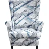 Wingback Stol Betræk 2-Delt Stræk Wingback Stol Sofa Betræk Lænestolsbetræk Trykt Møbelbeskytter, 09