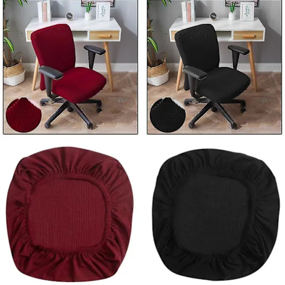2x Kontorstolbetræk - Universal Strækbar Kontorstolbetræk Aftageligt Betræk Anti-støv Computerstol Betræk Til Kontorstol A