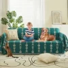 180x130cm Boho Sofa Betræk Mørkegrøn Chenille Sofa Sofa Betræk Form Sofa Betræk Hvid Geometrisk Sektions Sofa Betræk
