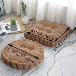 XJ-2 stk gulvpuder, firkantet og rund meditationspude, fløjlsstof siddepude, dekorativ stolpude (15,8×15,8 tommer ×40 cm, kaffe, rund)_yux