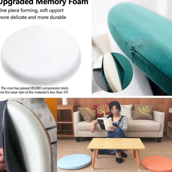 XJ-Tyk rund siddepude, aftagelig havepude, siddepude til indendørs og udendørs brug med memory foam, vaskbar, 35 cm antracit, B_yux