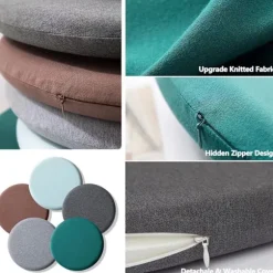 XJ-Tyk rund siddepude, aftagelig havepude, siddepude til indendørs og udendørs brug med memory foam, vaskbar, 35 cm antracit, B_yux