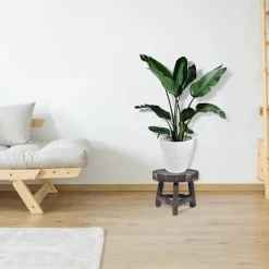 XJ-Wood Høj Pall Plantestativ Til Blomsterpotte Rund Have Potteplante Hylde_yux