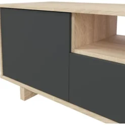 ZAIRA tv-skab - antracit og eg melamin - 3 døre - L150 x D41 x H46 cm Kanadensisk ek och anthrgrå.